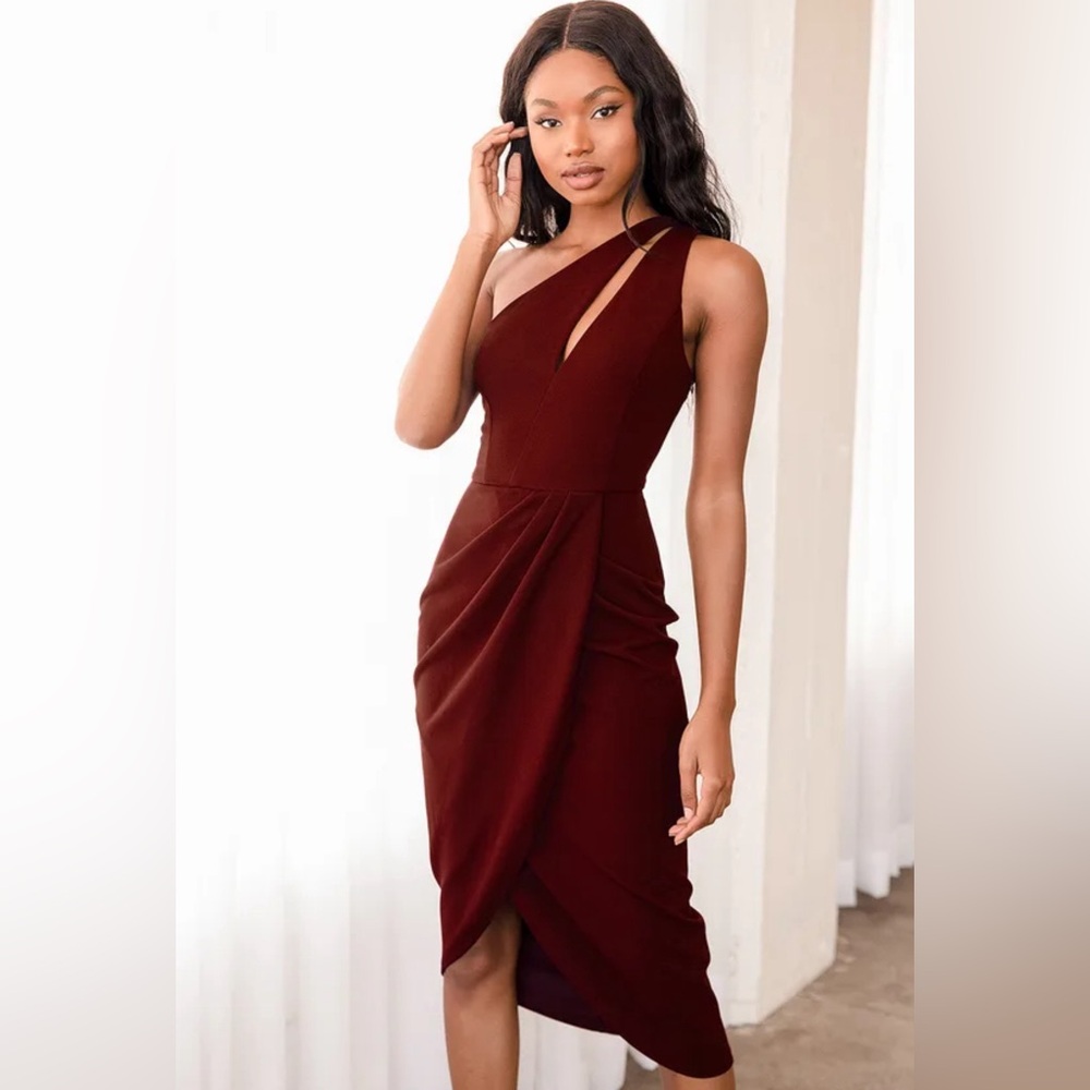 NWT Lulus So Flirty One Shoulder Dress in Burgundy